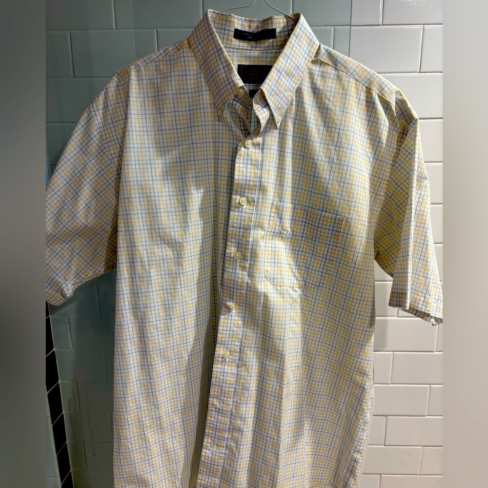 The Shirt Shop- pattern collar short sleeve shirt - Large